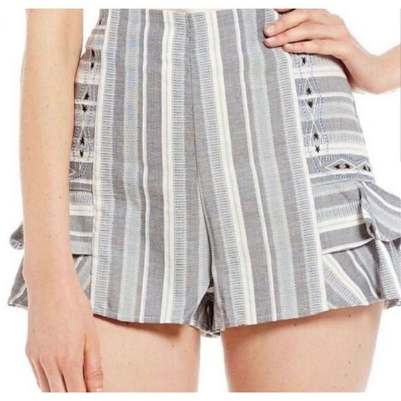 Womens Anthropologie Gianni Bini Striped Emb High Waisted Shorts - Sz S - Picture 3 of 7